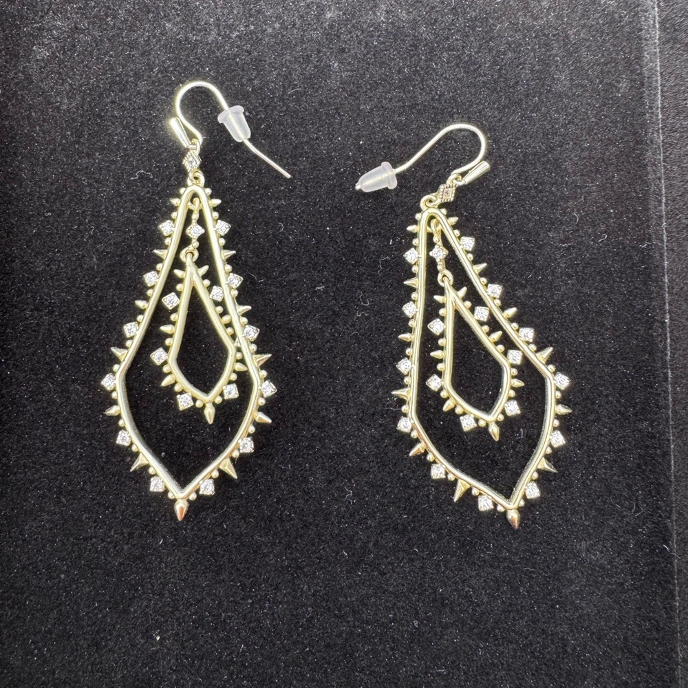Gold Teardrop Filigree Dangle Earrings for Women